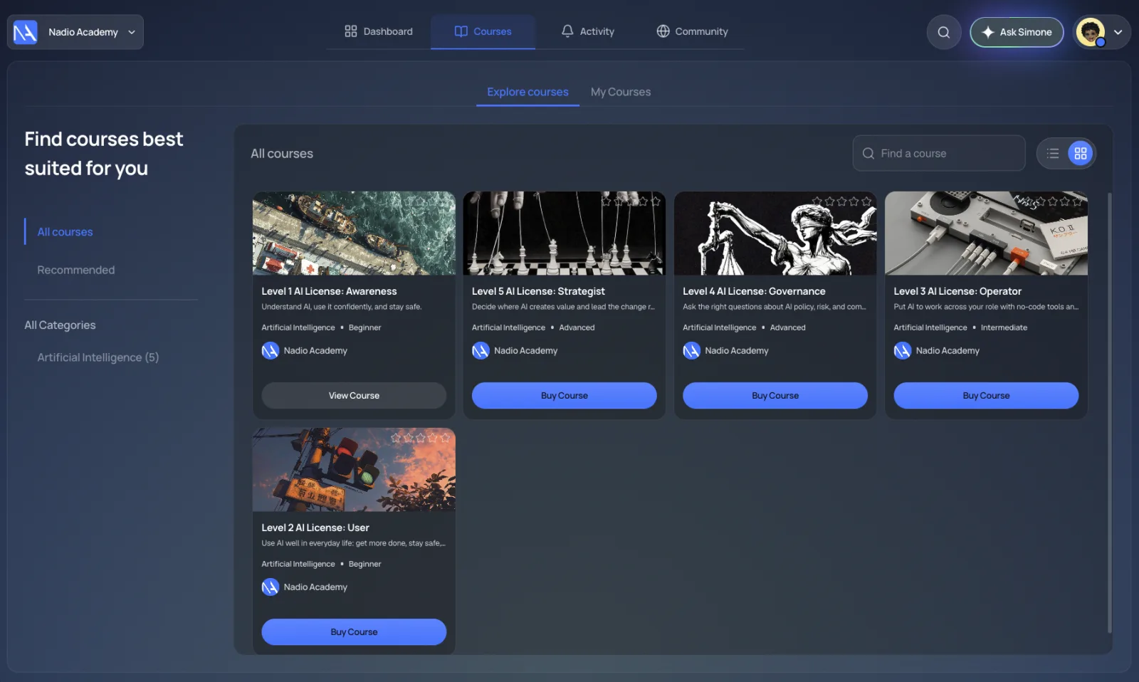 The AXE learner dashboard showing weekly content, progress and assignments.